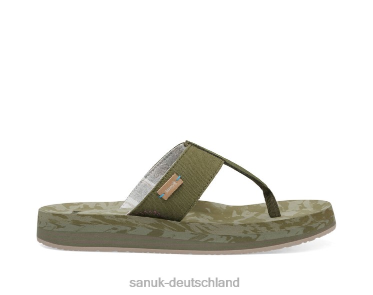 Sanuk Islay-Str. plus Streifen dunkles Oliv 8HVBP74 - Sanuk Sandalen Deutschland