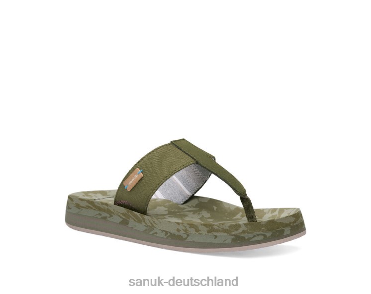 Sanuk Islay-Str. plus Streifen dunkles Oliv 8HVBP74 - Sanuk Sandalen Deutschland