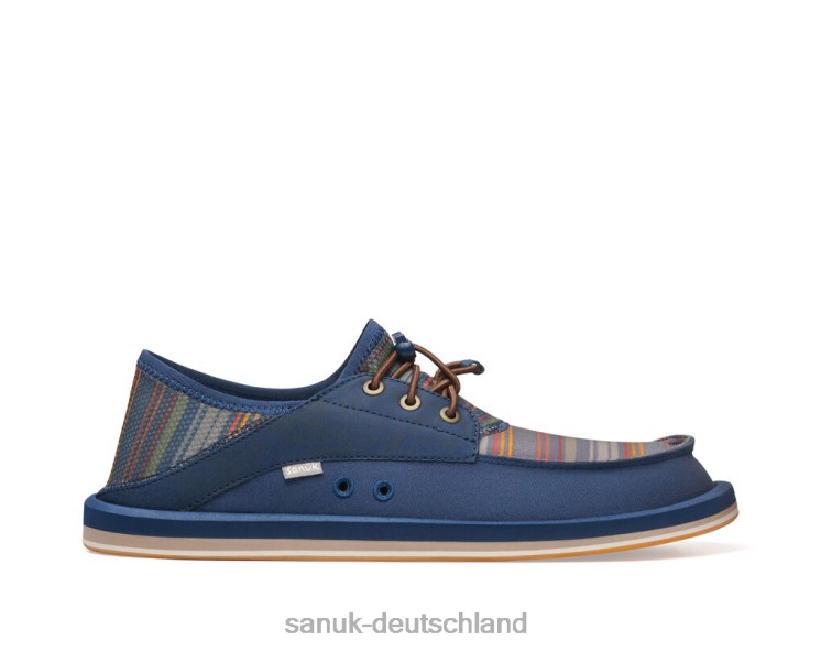 Sanuk Boatie St-Druck Marineblauer Küstenstreifen 8HVBP214 - Sanuk Sandalen Deutschland